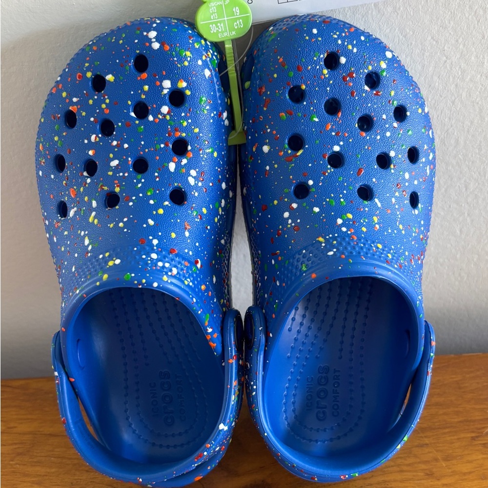 CROCS Kids Blue Speckled Slippers